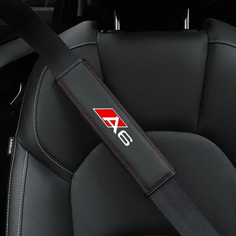 1pc Cowhide Car Interior Seat Belt Protector Auto Accessories Cover for Audi A3 A4 A5 A6 A7 A8 Q2 Q3 Q7 Q8