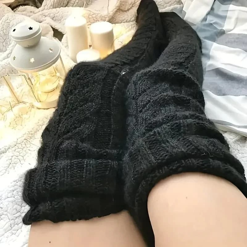 1 paio di calzini lunghi lavorati a maglia spessi autunno inverno da donna, caldi e comodi disponibili per ragazza sopra i calzini impilabili al ginocchio