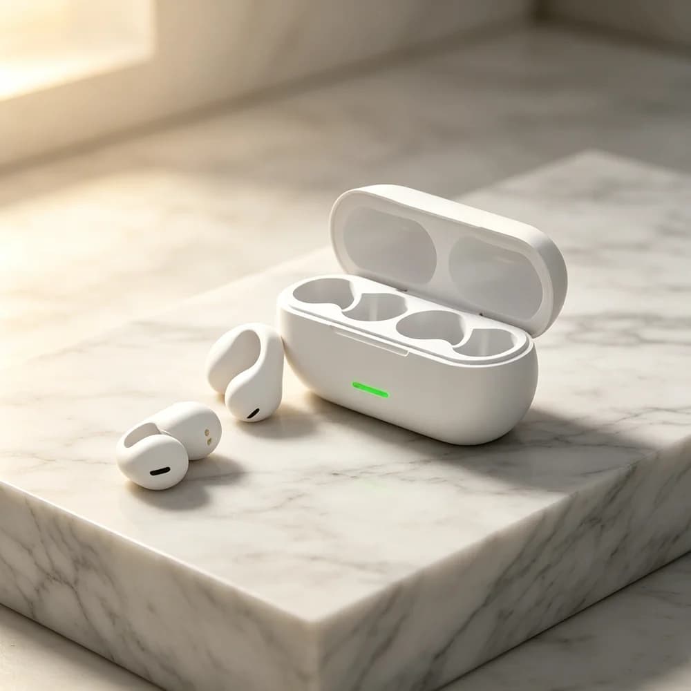 Auricolari Bluetooth TWS 5.3, auricolari wireless a conduzione ossea, auricolari clip-on per musica, sport e giochi, compatibili con smartphone.