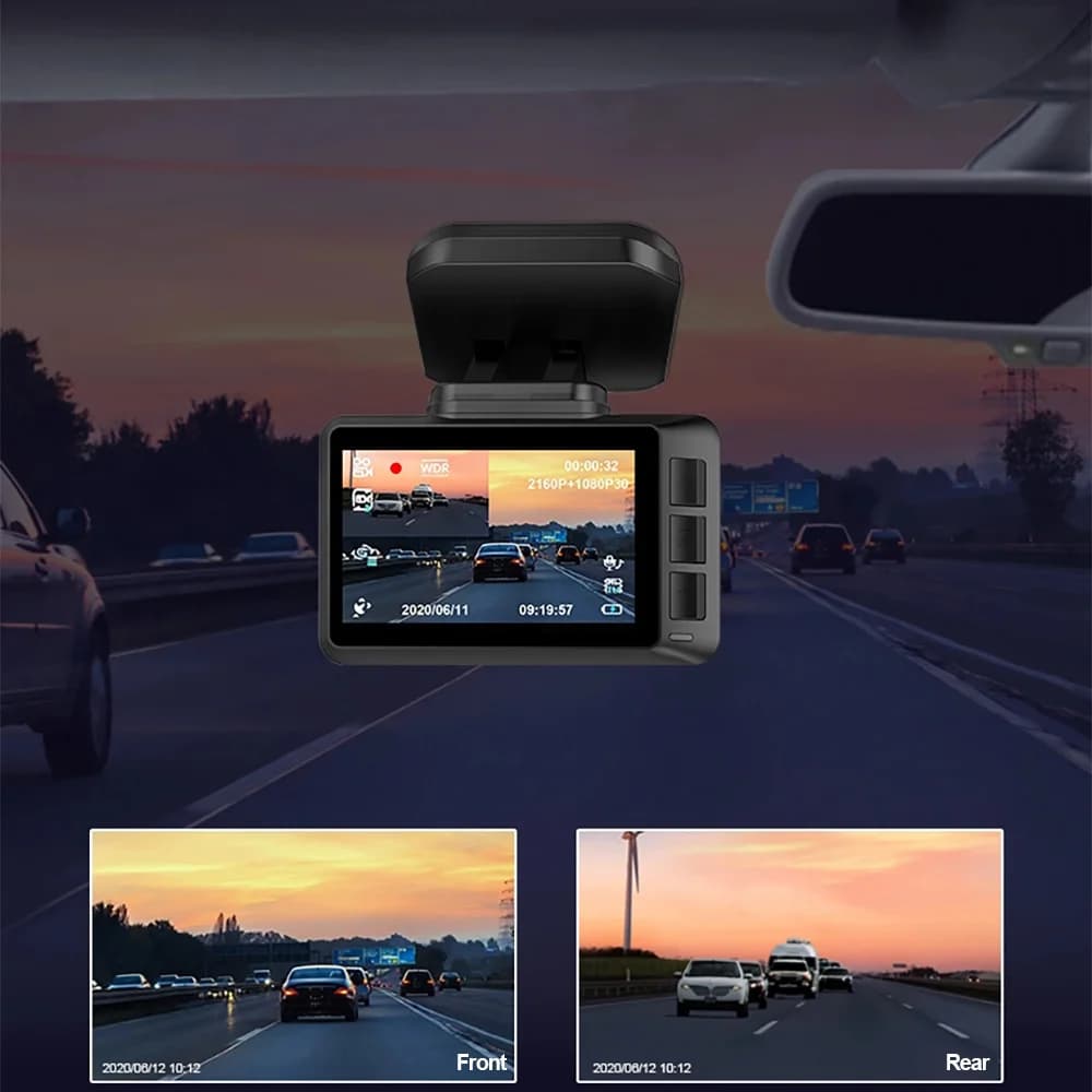 Dashcam da 2 Pollici, Videocamera per Auto 4K, Registratore Video, Scatola Nera per Auto, DVR con WiFi, Montaggio Magnetico, Foto con Gesti