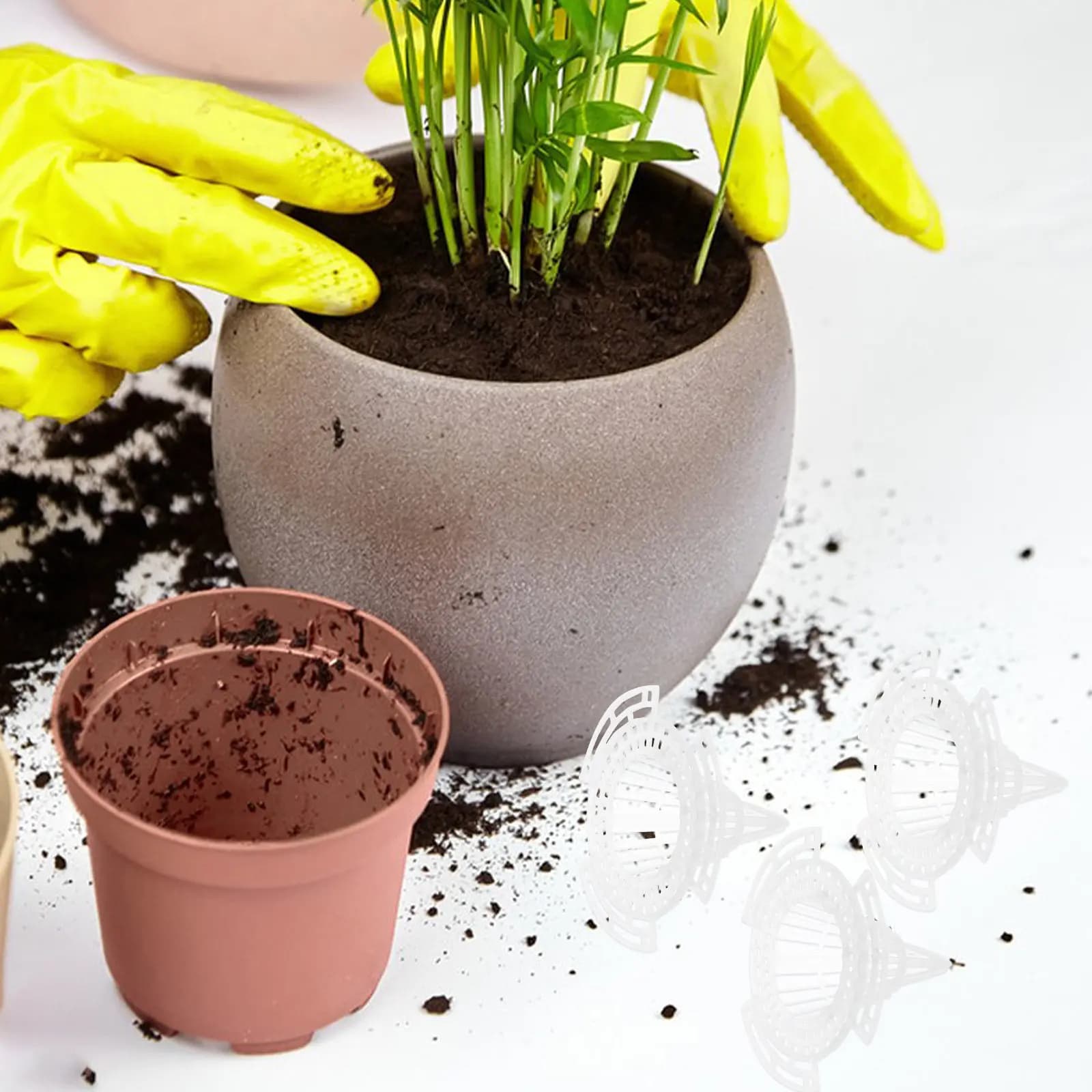 20 Pezzi di Rete a Cono per Vasi, Tappetini in Plastica per Drenaggio di Fioriere, Filtri a Rete in Plastica per Vasi da Giardino e Bonsai