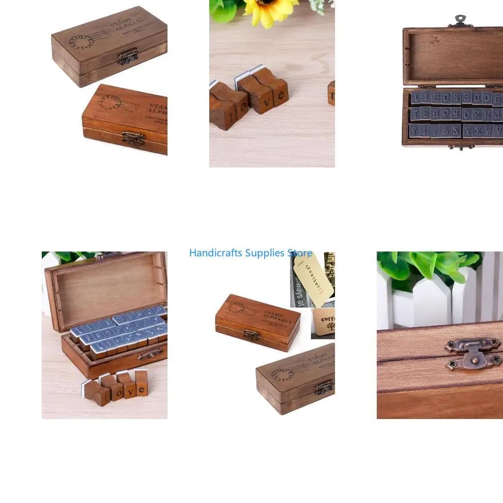 R1WA Retro Stamps Set with Storage Box DIY Vintage Hand Account