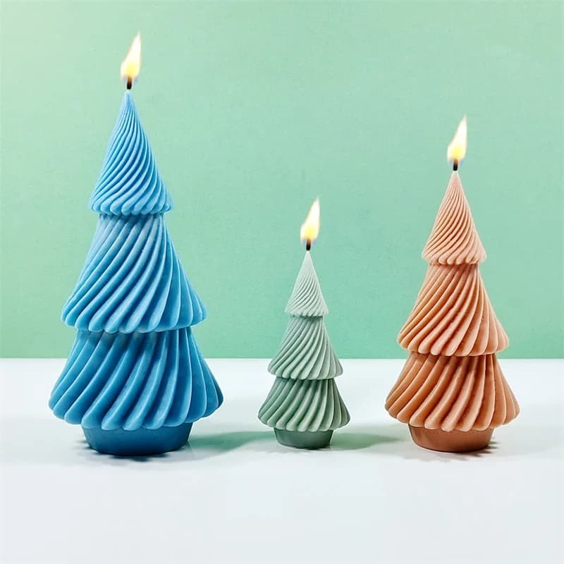 Stampo in silicone per candela tripla di pino fai-da-te Nuovo albero di Natale rotante candela pasta sapone stampo in resina regalo di festa accessori per feste