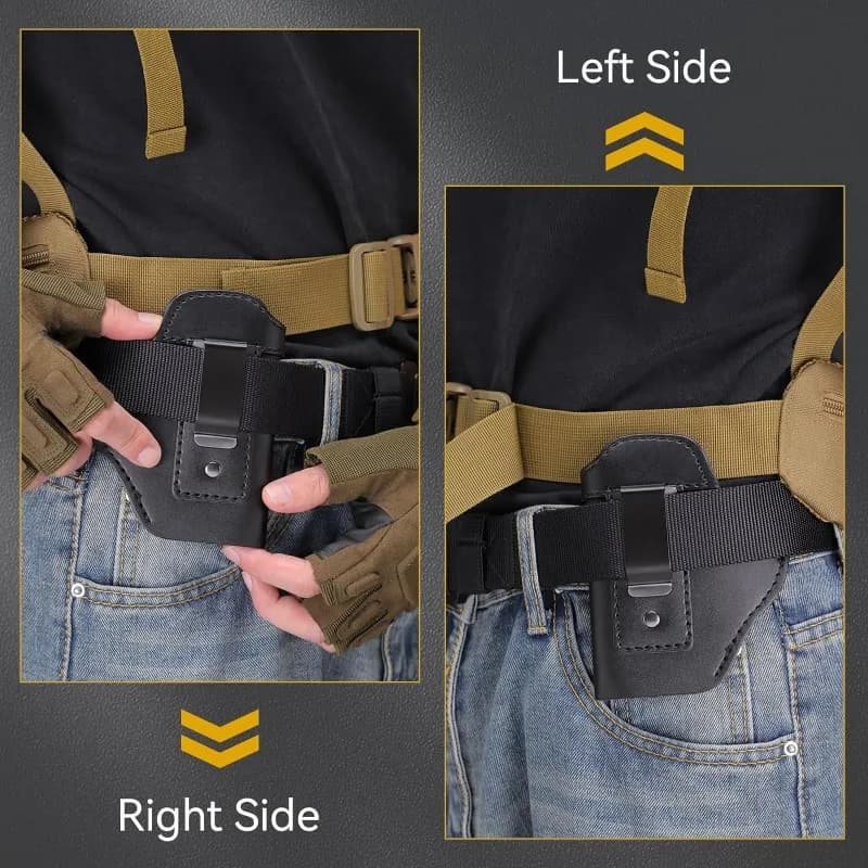 Fondina IWB in pelle - Trasporto nascosto per Glock 17/19/43X e P365, custodia tattica per pistola softair con clip interna per cintura