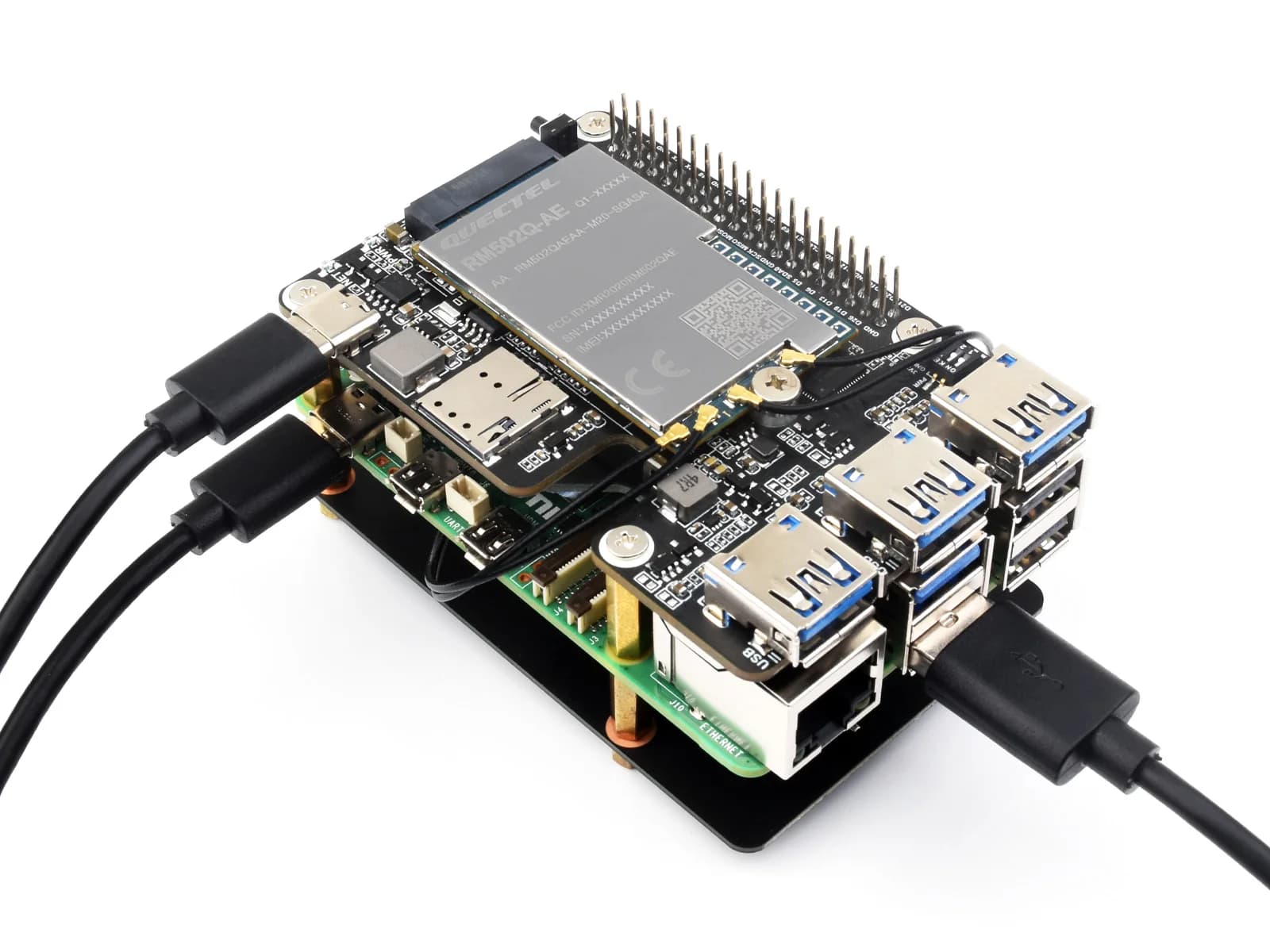 Waveshare PCIe to M.2 4G/5G And USB 3.2 HAT for Raspberry Pi 5,High-speed Networking Compatible with SIMCom/Quectel 4G/5G module