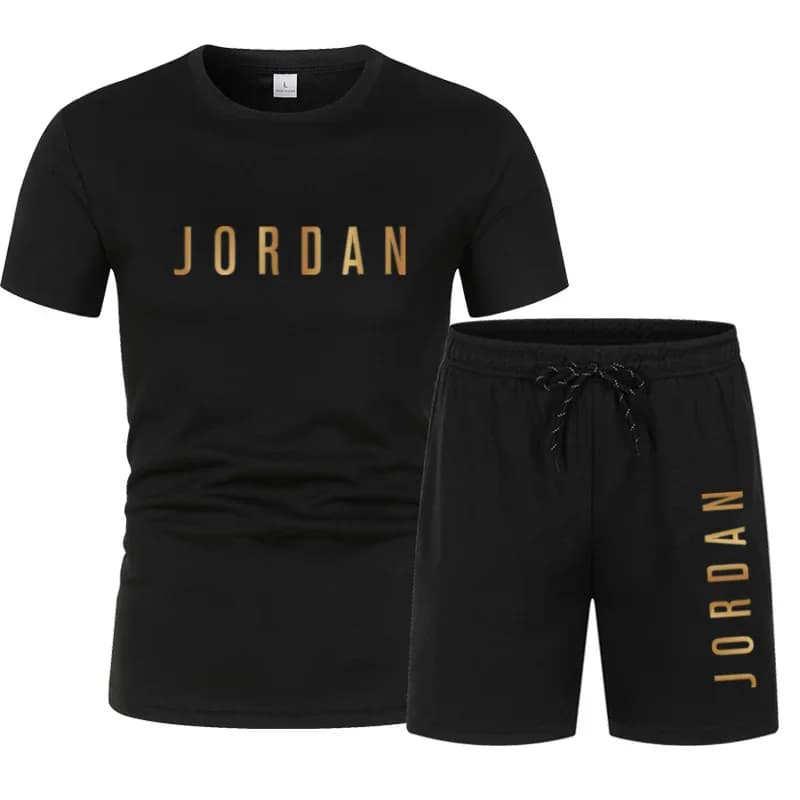 Complete Sports Casual Fashion Summer for Young Men, Set Two Pieces with Short Sleeves Court and Shorts