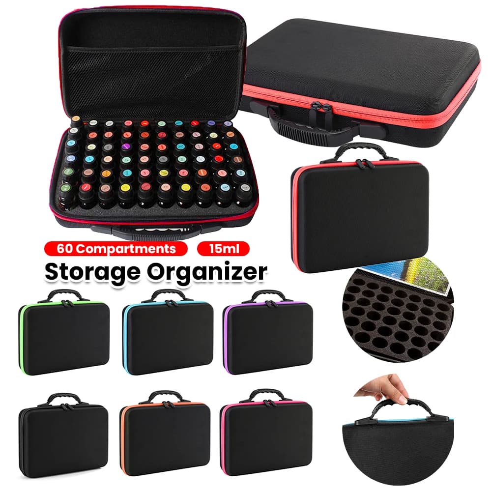 60 Compartments 15ml Essential Oil Collecting Bag Bottle Portable Carrying Cases