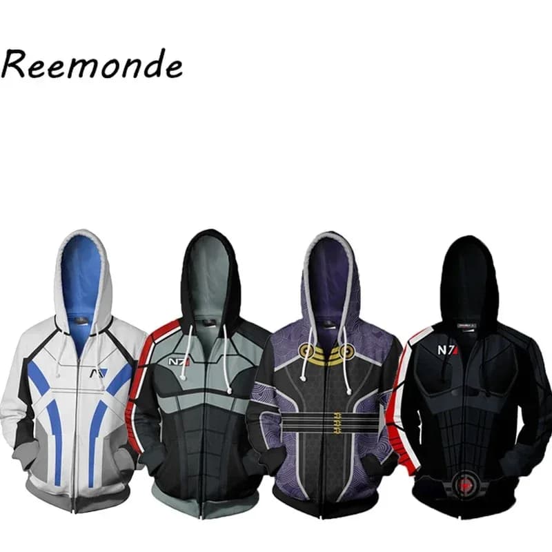 Clothing effect game Men's hoodie with full zipper Men's hood Long sleeves Coat Top Autumn Dresses Unisex