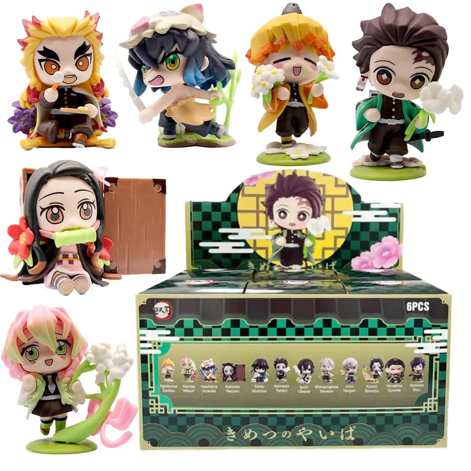 Demon Slayer Tanjiro Kamado Nezuko Figura Anime Cartoon Scatola a Sorpresa Statua Personalizzata Creativa Modello Ornamentale Confezione Regalo