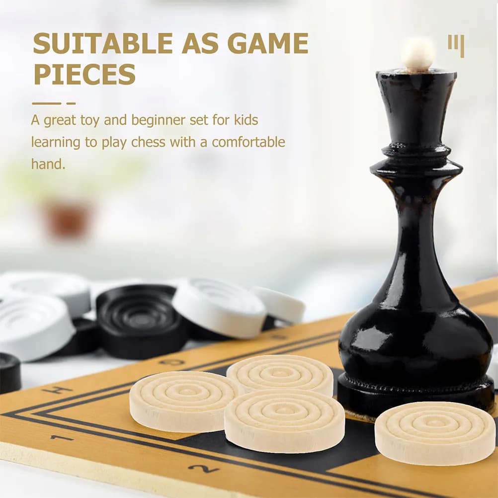 Set di 96 Pezzi Rotondi per Backgammon e Scacchi in Legno Premium, Gioco Educativo per Bambini, Allenamento Logico e di Pensiero