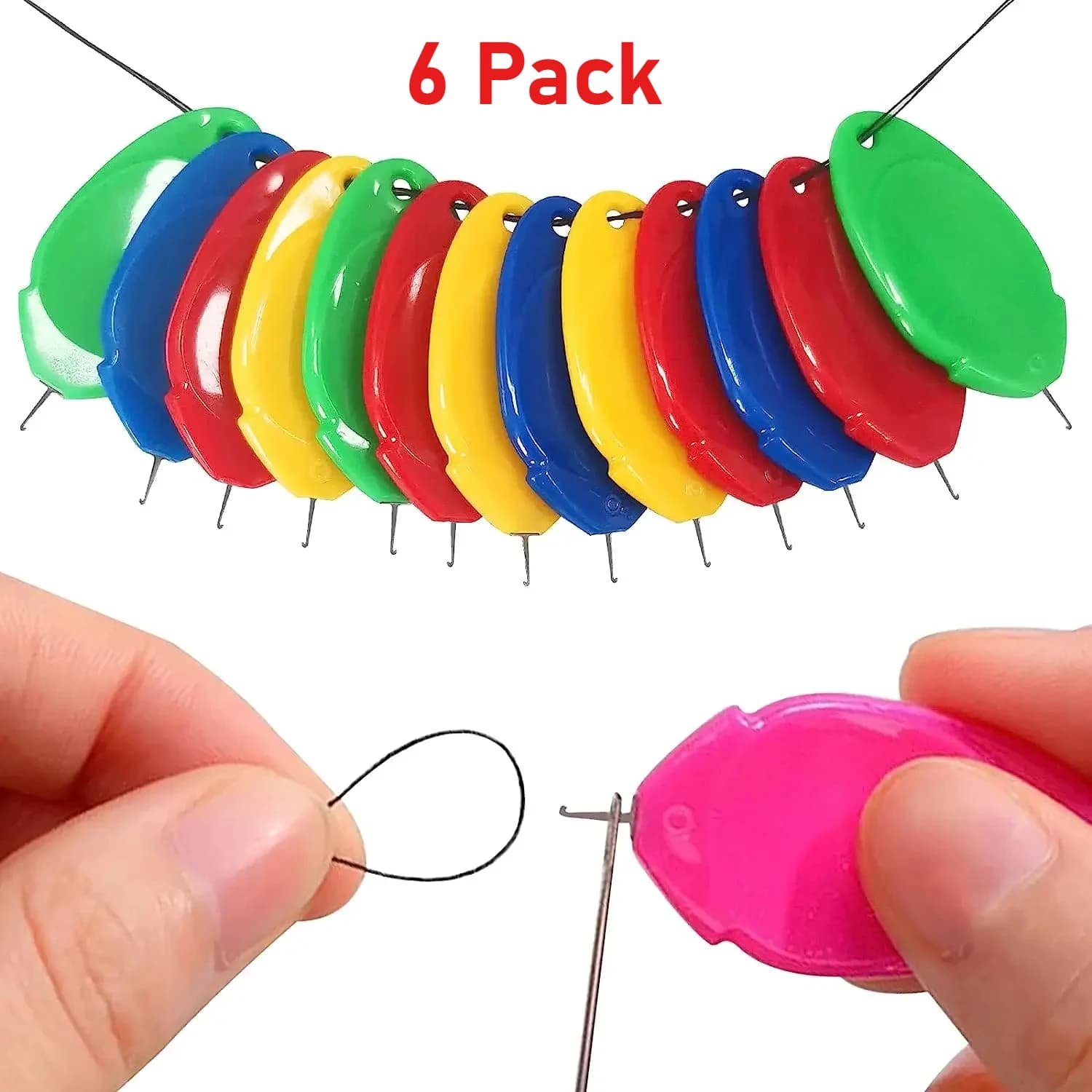 Set di infila aghi da 6 pezzi per macchina da cucire, strumenti per l'inserimento dei punti in plastica con passante per filo per aghi, gadget da cucito