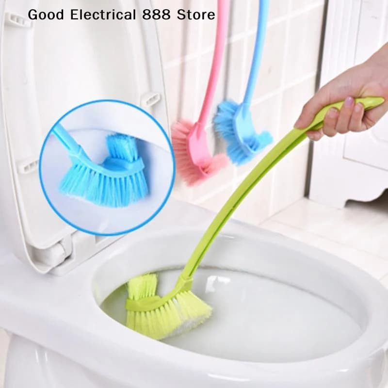 【G】Curved Toilet Brush With Stiff Dense Bristles Nonslip Long Handle Perfect For Household Bathroom Deep Cleaning