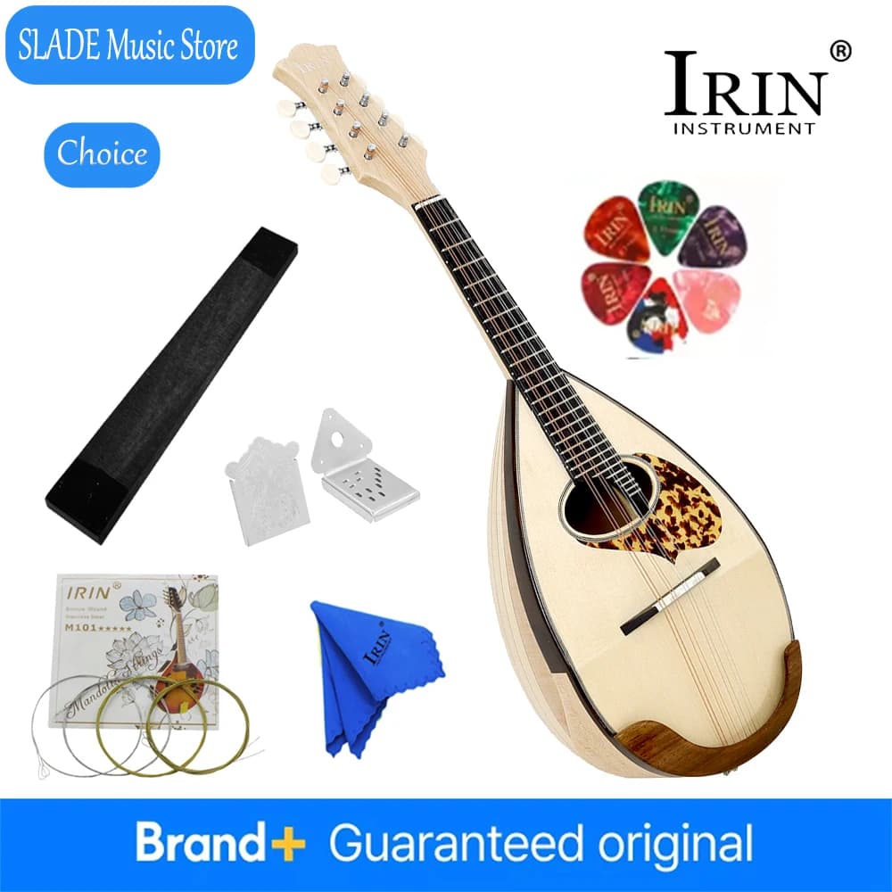 Mandolino a 8 corde IRIN MD-60 con fondo a ciotola, strumento a corde con guanti per corde e plettri, accessori per chitarra