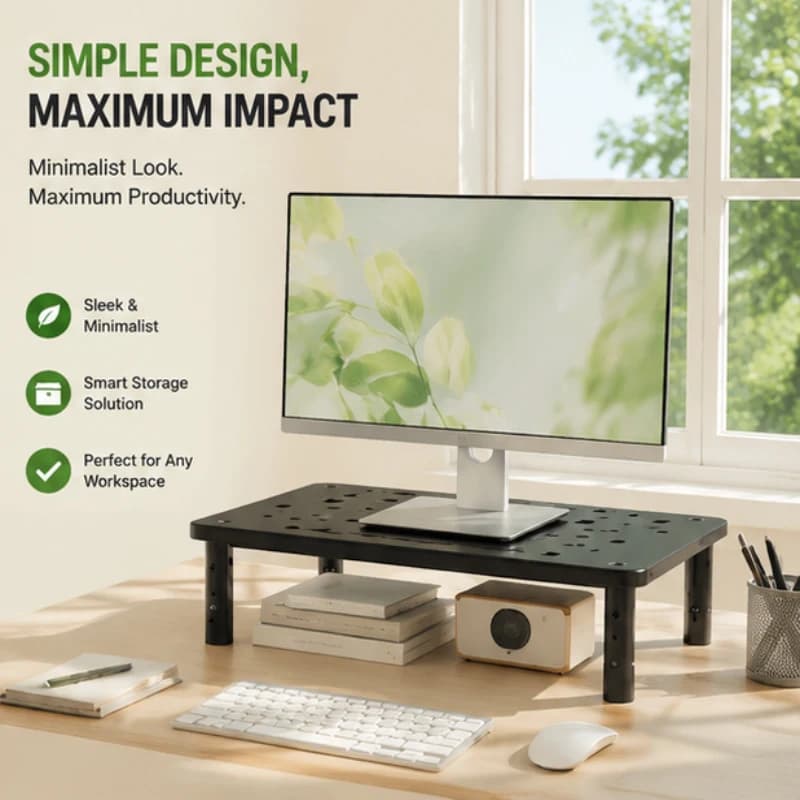 Telescopic Height Adjustable Ergonomic Monitor Riser Stand Multi Level Screen Holder Ease Neck Fatigue Home Office Desktop