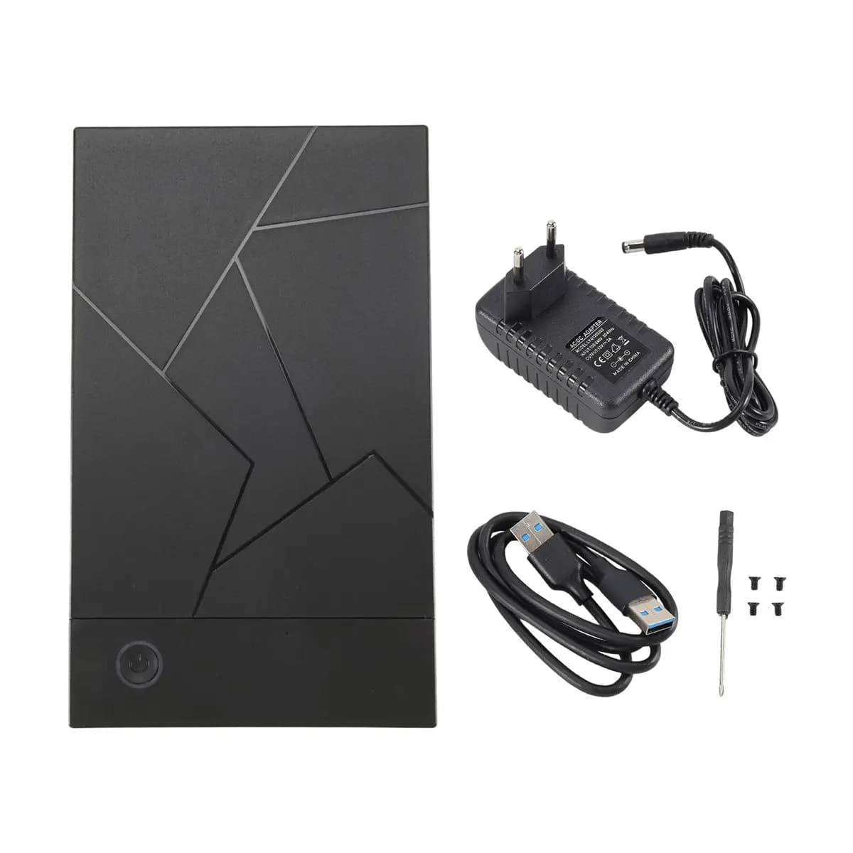 AT42 3.5 Inch HDD Enclosure USB 3.0 to SATA Hard Drive Case SSD Enclosure External Solid State Hard Drive Disk Box-EU Plug