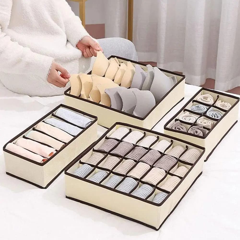 Organizzatore per biancheria intima, calzini, reggiseni, pantaloni, sciarpe, cravatte, scatola portaoggetti, organizer per cassetti dell'armadio, custodia pieghevole per biancheria intima.