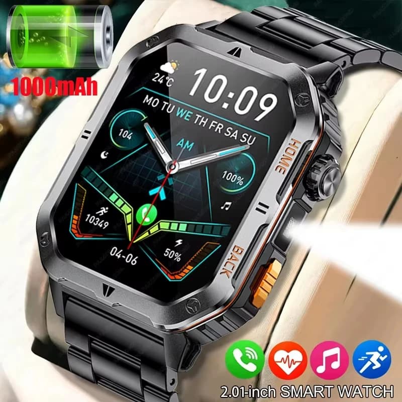 Smartwatch per Uomo con Batteria Super Capacitiva da 1000mAh, Schermo Grande da 2,1 Pollici, Chiamate Bluetooth, Impermeabile IP68, per Sport