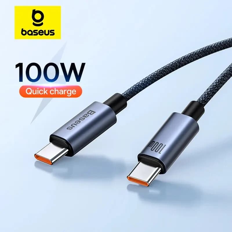 100W Type C USB C Baseus Cable for iPhone 16 15 Plus Pro Max PD Fast charging cable for Macbook Xiaomi Samsung