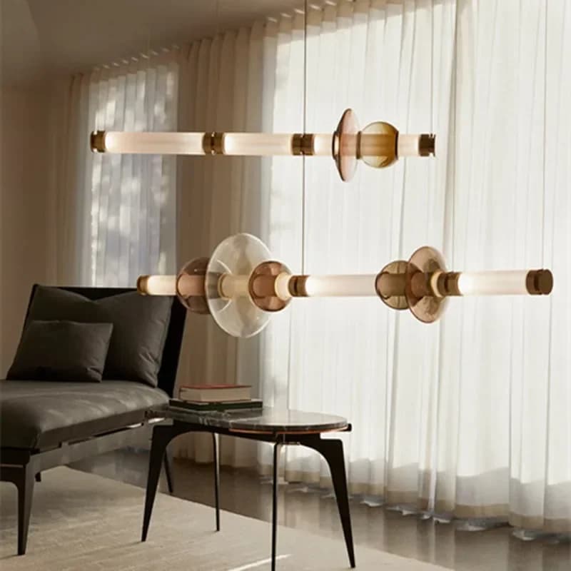 Lampadario Scott Luna Lampade dal design italiano postmoderno replica lampada a tubo lungo in vetro a luce led Lampada da comodino per soggiorno camera da letto