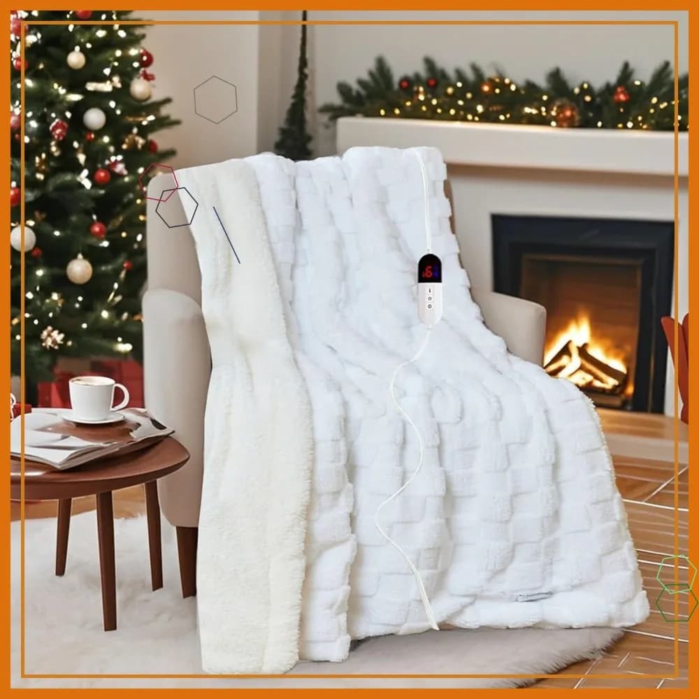 Coperta Elettrica Riscaldante - Morbida in Flanella, 6 Livelli di Calore, Spegnimento Automatico, Riscaldamento Rapido, Certificata ETL e FCC, 50x60 Pollici