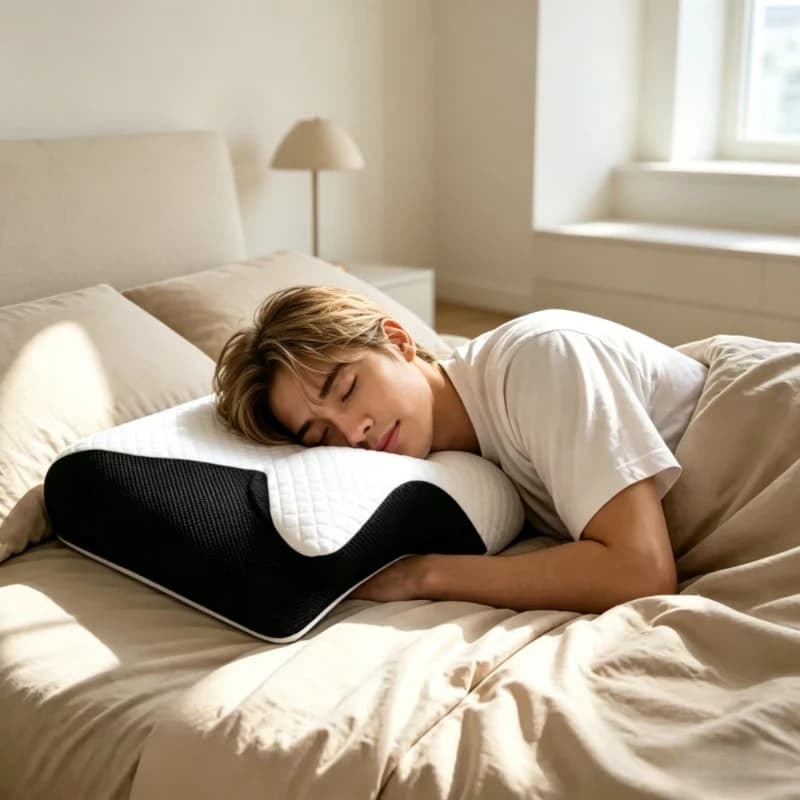 Cuscino Cervicale 2-in-1 in Memory Foam, Supporto Ergonomico Sagomato, Morbido al Tatto, Perfetto per Viaggi, Casa, Riposo, Lungo Comfort