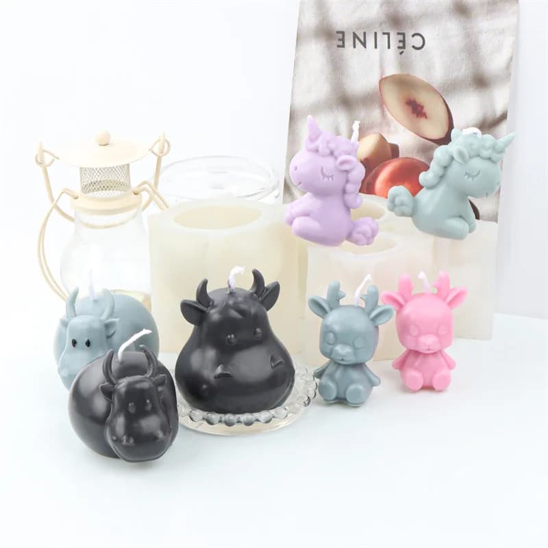 Simpatico animale bufalo fulvo unicorno stampo in silicone diffusore fai da te pietra stampo 3D cervo resina aromaterapia gesso ornamento stampo