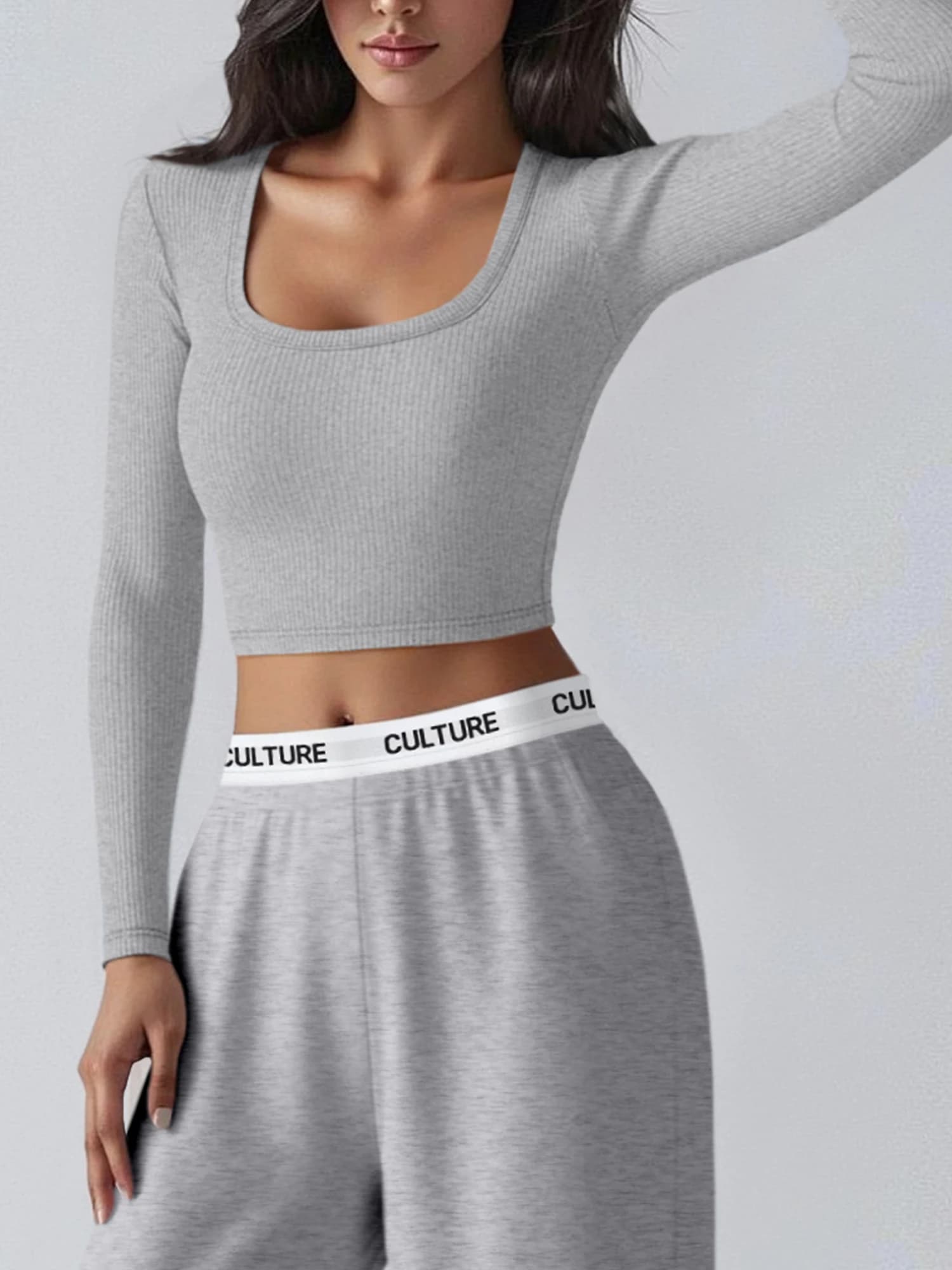 Sweat-Friendly Athletic Crop Shirt, Wide Square Neck Blouse for Fitness Classes & Active Daily Wear