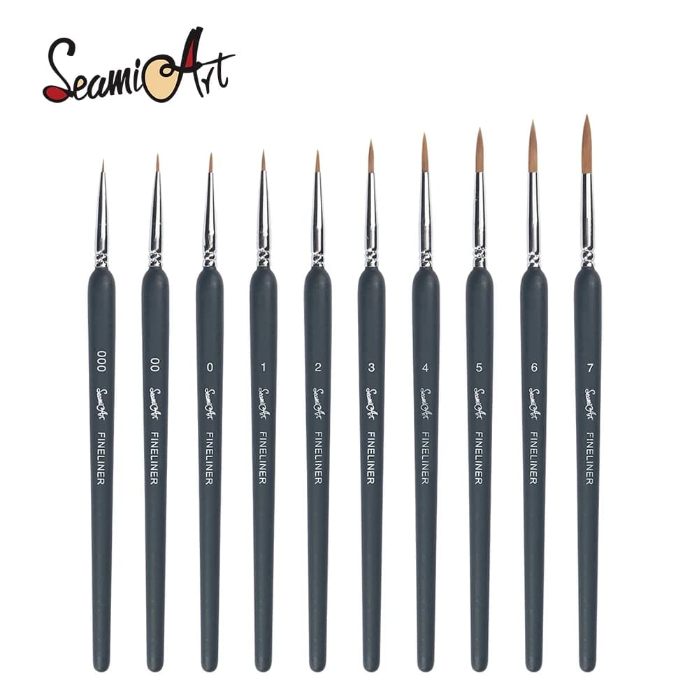 SeamiArt 10pcs Hook Line Paint Brush Set Watercolor Acrylic Oil Painting Drawing Fineliner Pen Detail Paint Brush