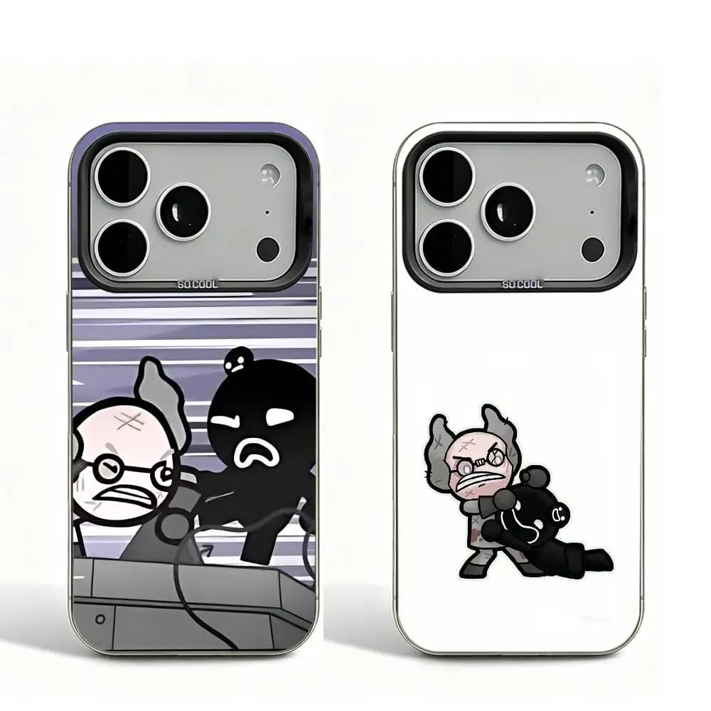 M-Mewgenics Dr Beanies Steven Black Matte Case For iPhone 16 15 17 14 11 12 13 Pro Max So Cool Lens Bumper Printed Cover