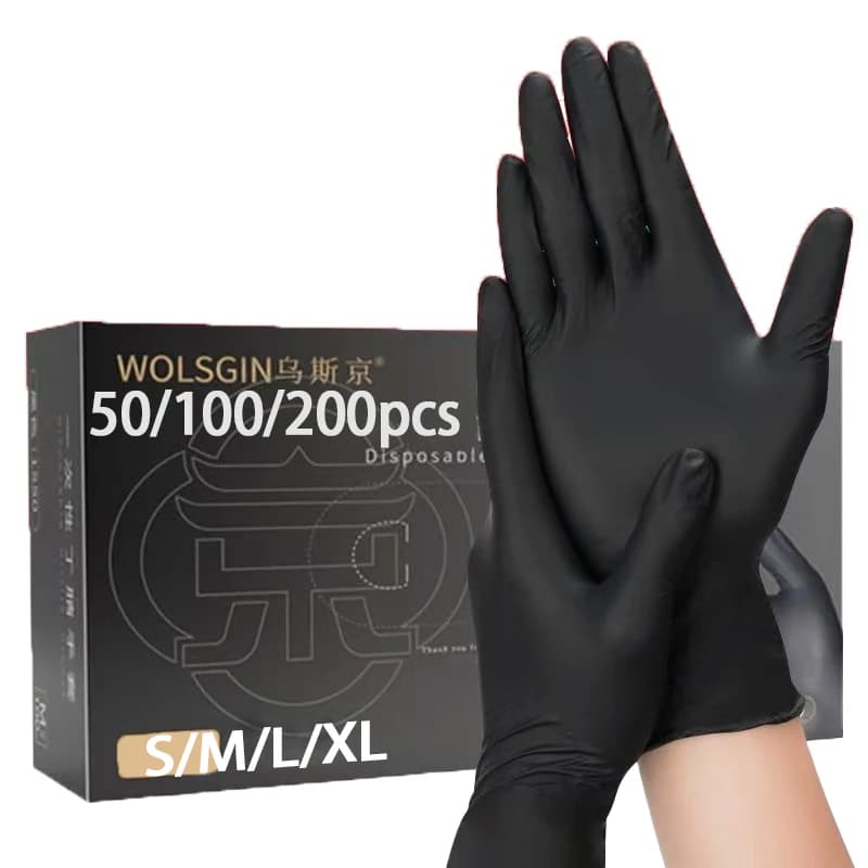 50/100/200/400/1000 pezzi Guanti monouso in nitrile, adatti per cucina, tatuaggi, bellezza, cura degli animali domestici e strumenti per la pulizia