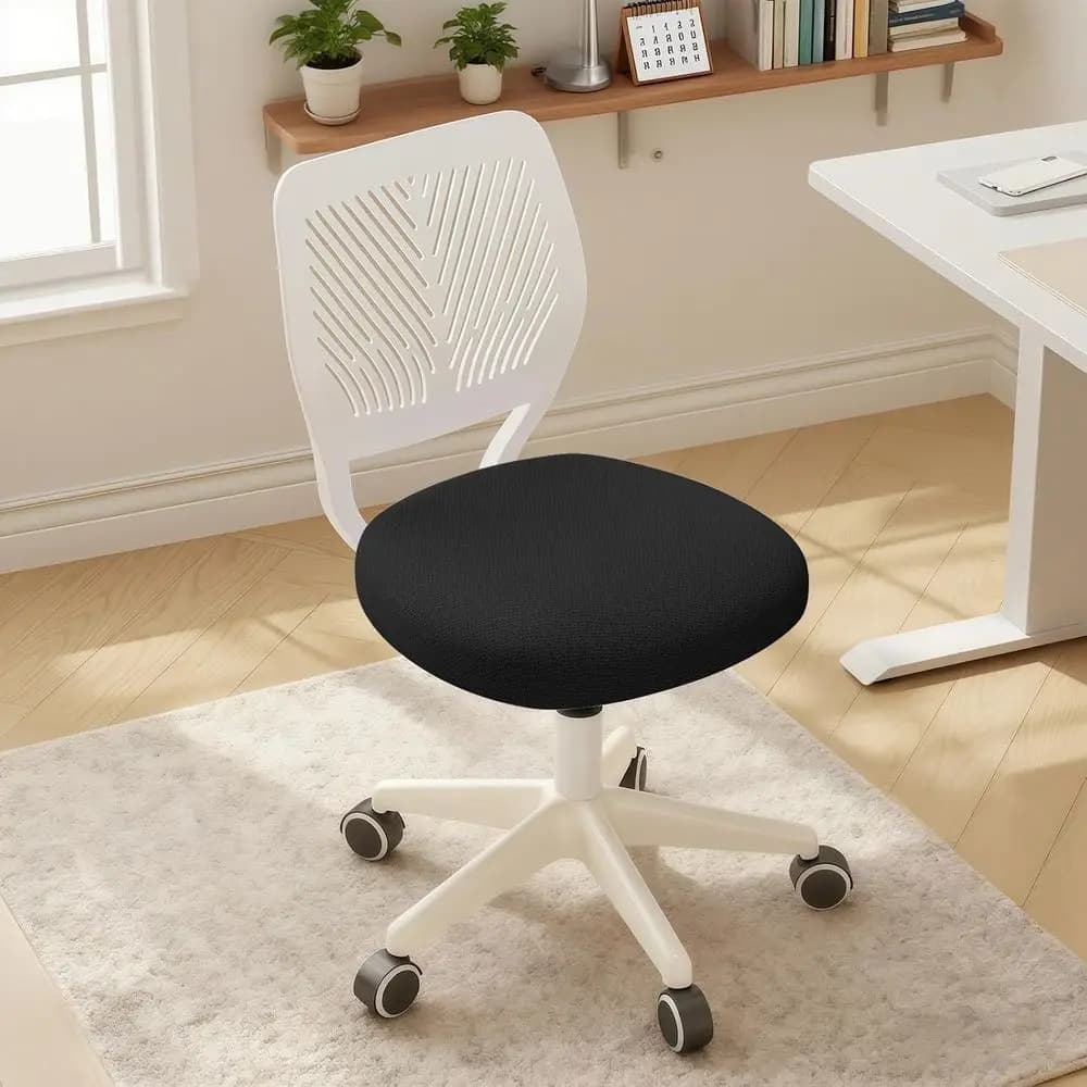 Small Desk Chair ArmlTask Chair with Sot Padded Cushion Height Adjustable Swivel Rolling Comortable Study Computer Chair, Blackw