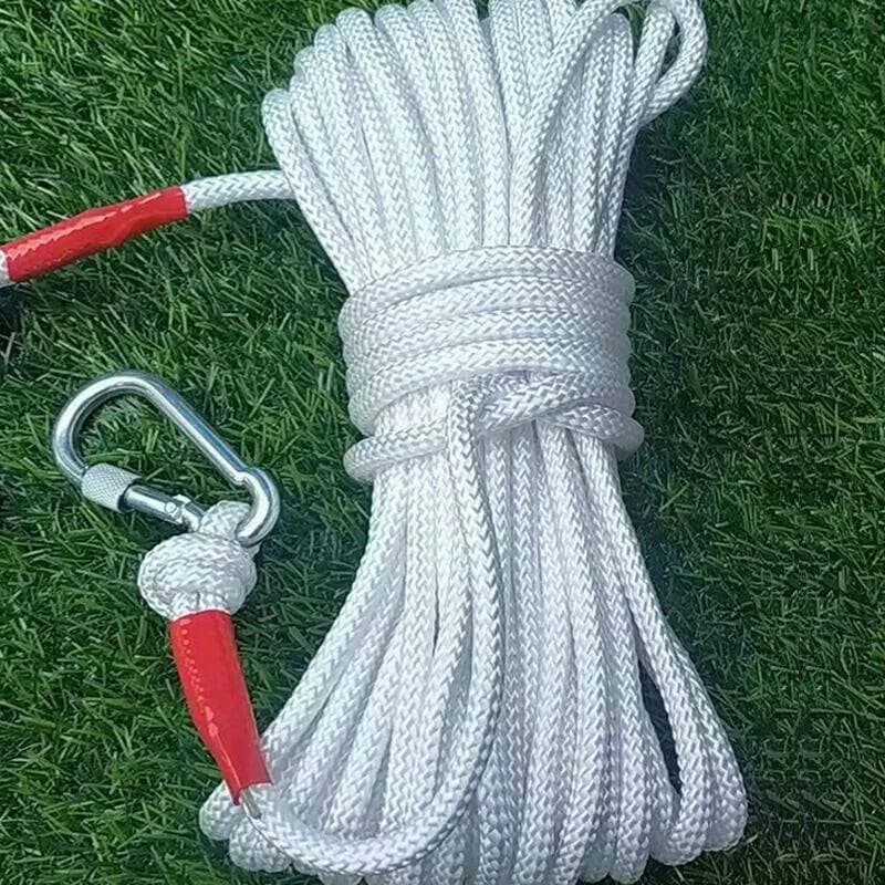 1pcs Home with Hooks Emergency Escape Rope Outdoor Climbing Rope with Buckle Rescue Safety Rope Fishing Rope White Clothesline