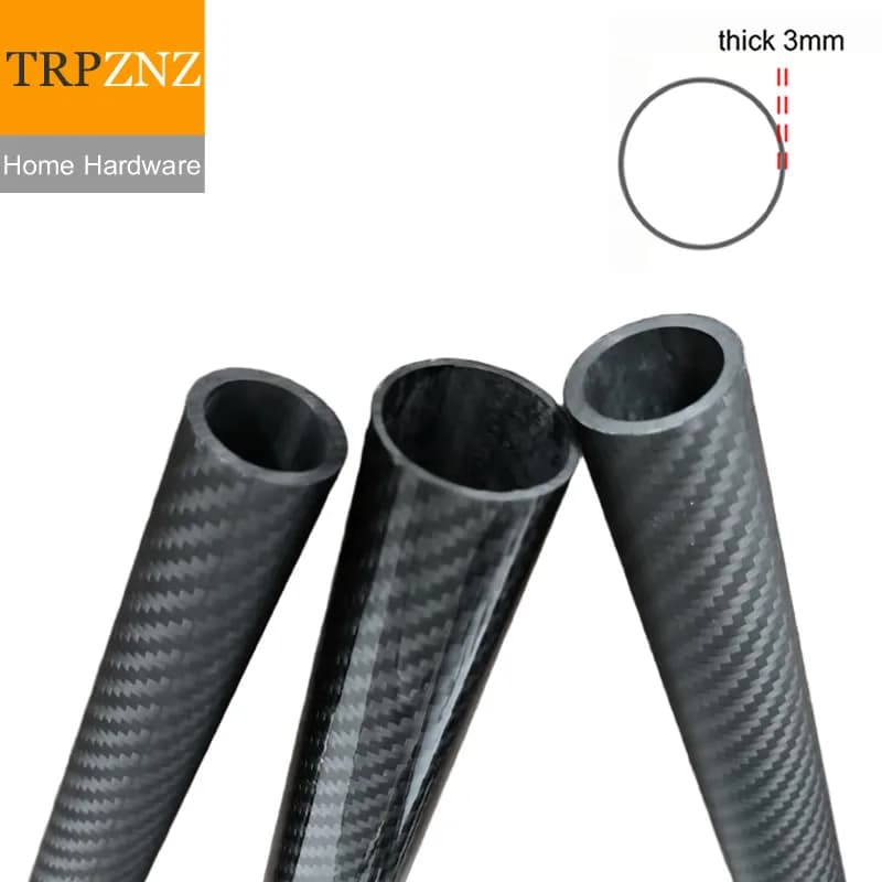 3K Carbon Fiber Tube External Diameter 12-35mm Thick Wall 3mm High Strength Light For Fishing Rod Golf Frame for Bicycle