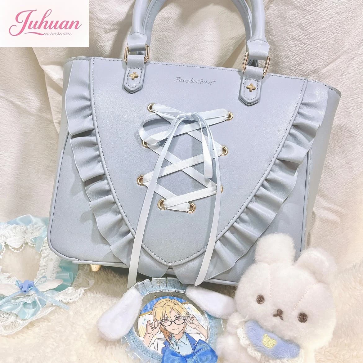 Borsa a tracolla dolce Lolita giapponese con nastro arricciato, tracolla per ragazza, piccolo cibo, elegante borsa da dolore squisita, borsa per pendolarismo quotidiano