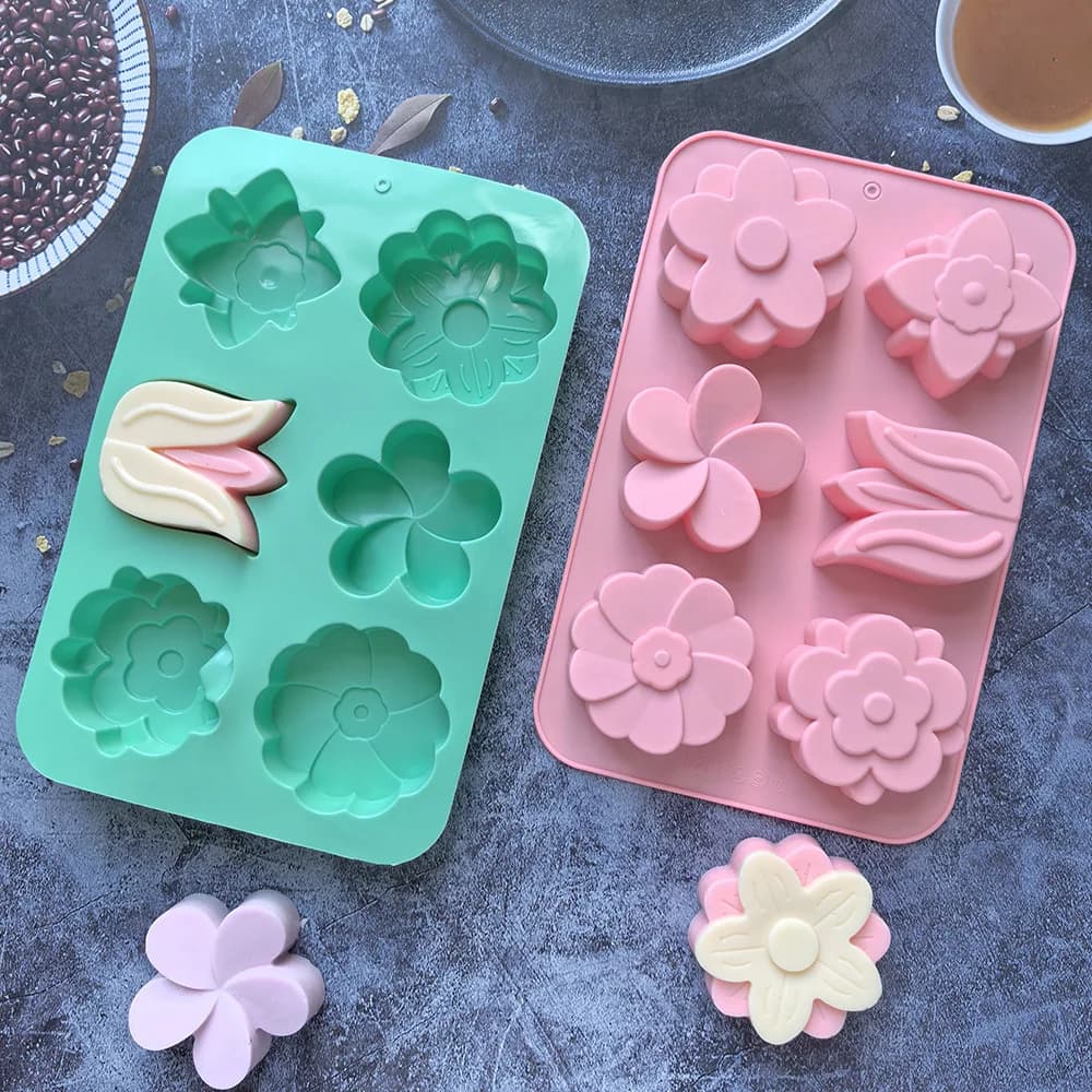 Flower Shape Silicone Molds, Various Models for Flavour, Candles, Cakes and Chocolate