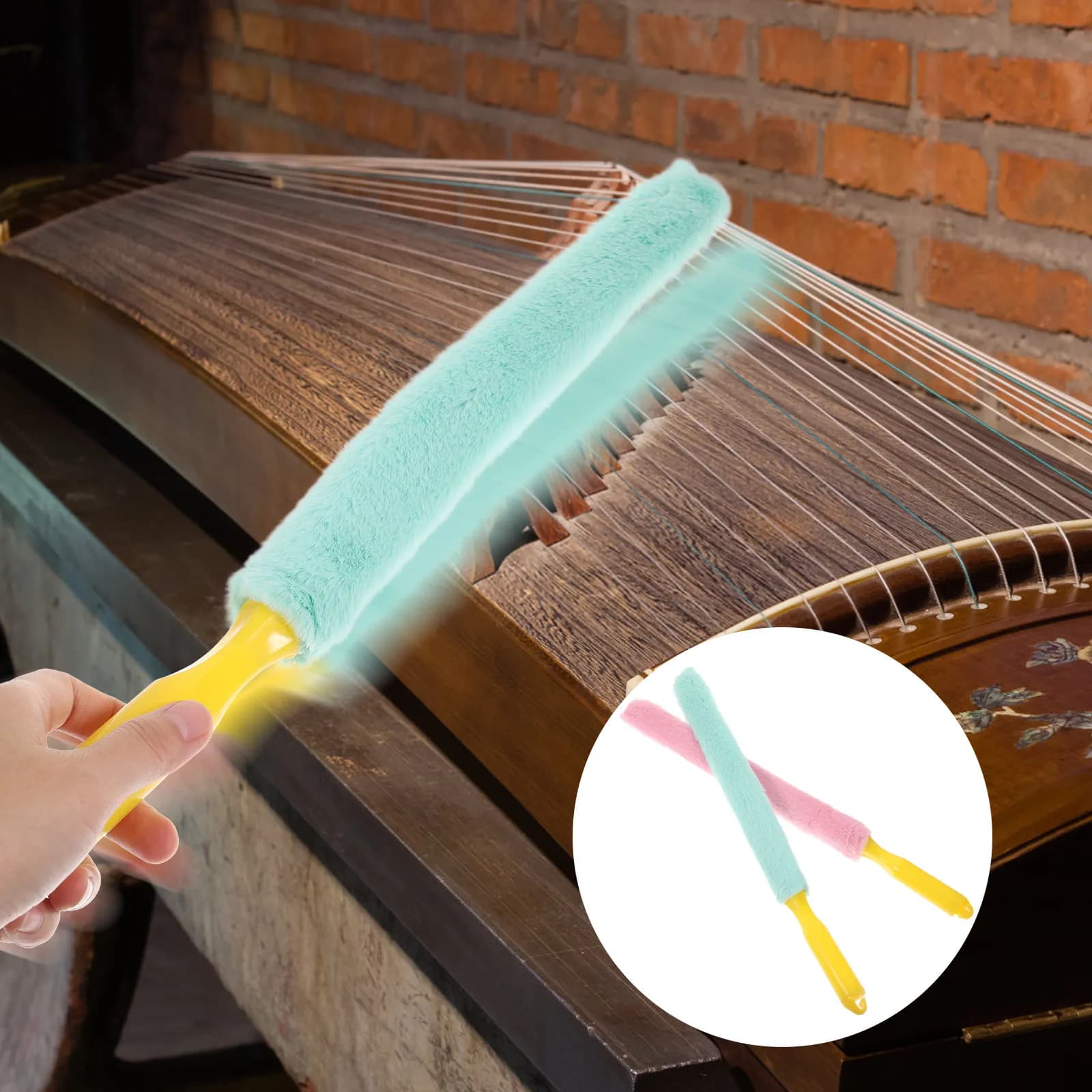 2 spazzole per la rimozione della polvere per guzheng, strumenti affidabili per la pulizia degli strumenti, accessori portatili di grandi dimensioni, pulizia efficiente