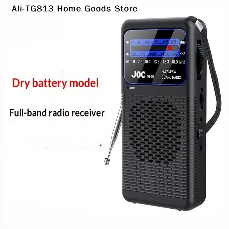 Portable FM/AM/SW Radio Battery FM Receiver Excellent Reception Clear Speaker With 3.5mm Headphone Jack LED Lighting For Elderly