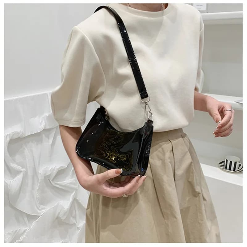 Borsa a tracolla trasparente in gelatina per donna, piccole borse sottobraccio con cerniera Y2K e borsa alla moda
