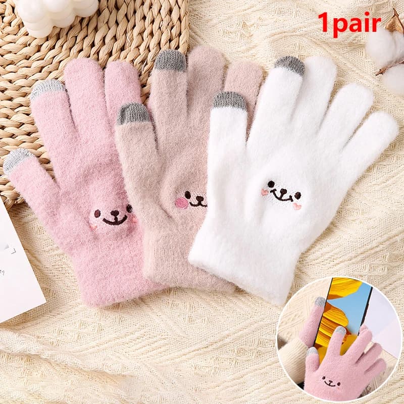 1 paio di guanti invernali touch screen, guanti termici in peluche elasticizzato caldi per l'autunno, guanti termici a dita intere, guanti antivento e antifreddo per ciclismo
