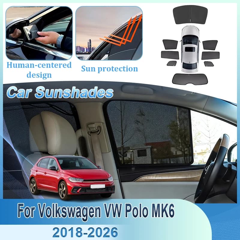Parasole a Rete per Auto Volkswagen VW Polo MK6 Hatchback 2018~2026, Visiera Magnetica per Finestrino, Tenda Parasole per Privacy, Accessori Auto
