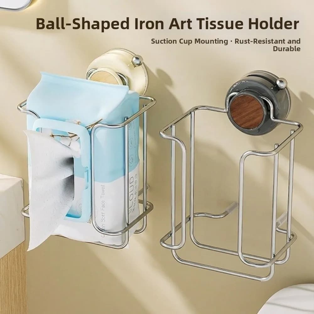 Wall-mounted Suction Cup Toilet Paper Rack Punch-Free Suction Cup Wet Tissue Holder Space Saving Waterproof