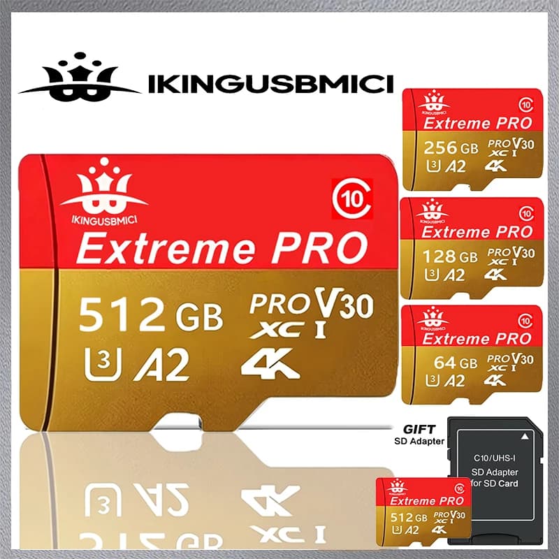Extreme Pro Card 512GB Micro SD Card SDXC UHS-I 256GB 64GB 8GB U3 V30 TF Flash Cards Memory Card Adapter for Camera DJI