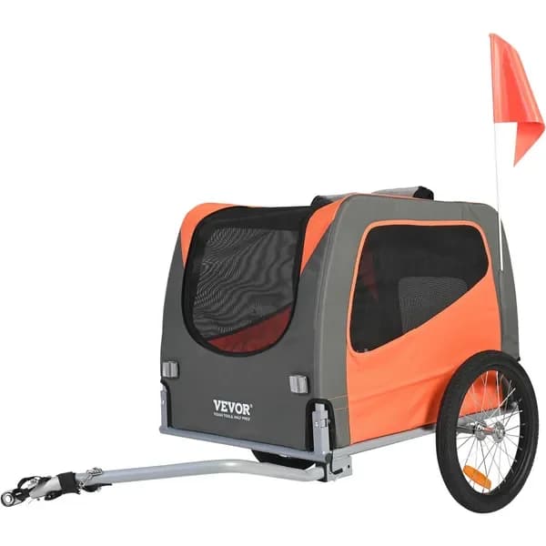 Rimorchio per cani da bicicletta, supporta fino a 30 kg, carrello per animali domestici, telaio pieghevole con ruote a sgancio rapido, universale