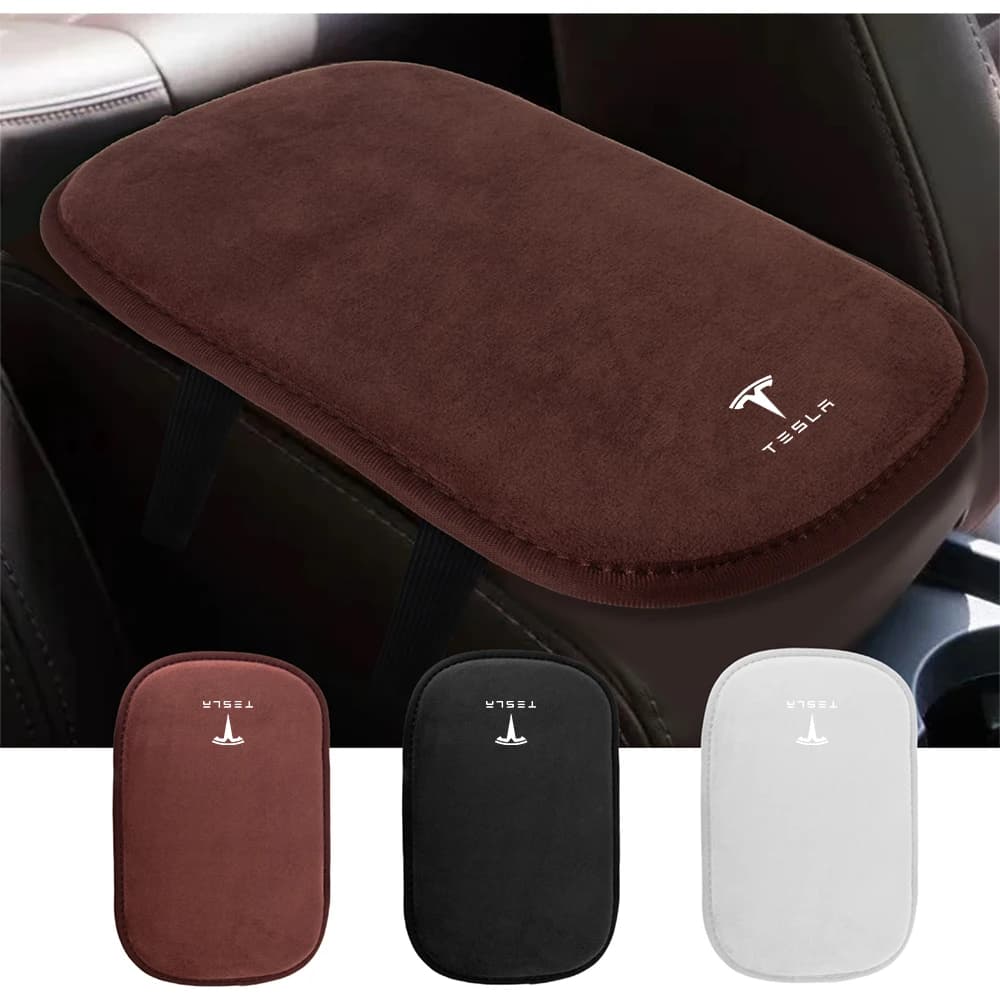 1pc Turn fur Car Center Console Arm Rest box Protection Cushion Pad For Tesla Model Y 2026 3 S X Roadster Car Valve Accessories
