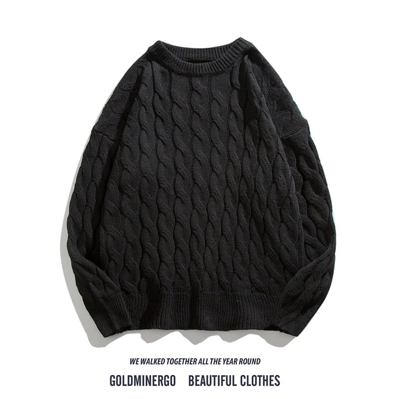 Retro Japanese Style Men's Knitwear Jacket Loose Casual round Neck Pullover Couple's Twist Knitted Shirt Autumn Fashion
