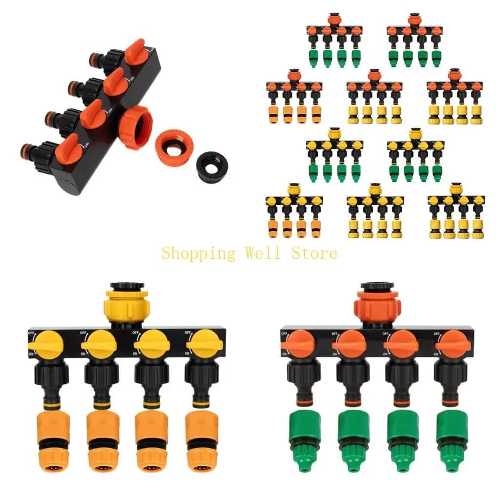 KX4B Distributore d'acqua in plastica resistente Multiuso Splitter per tubi da giardino 4 porte