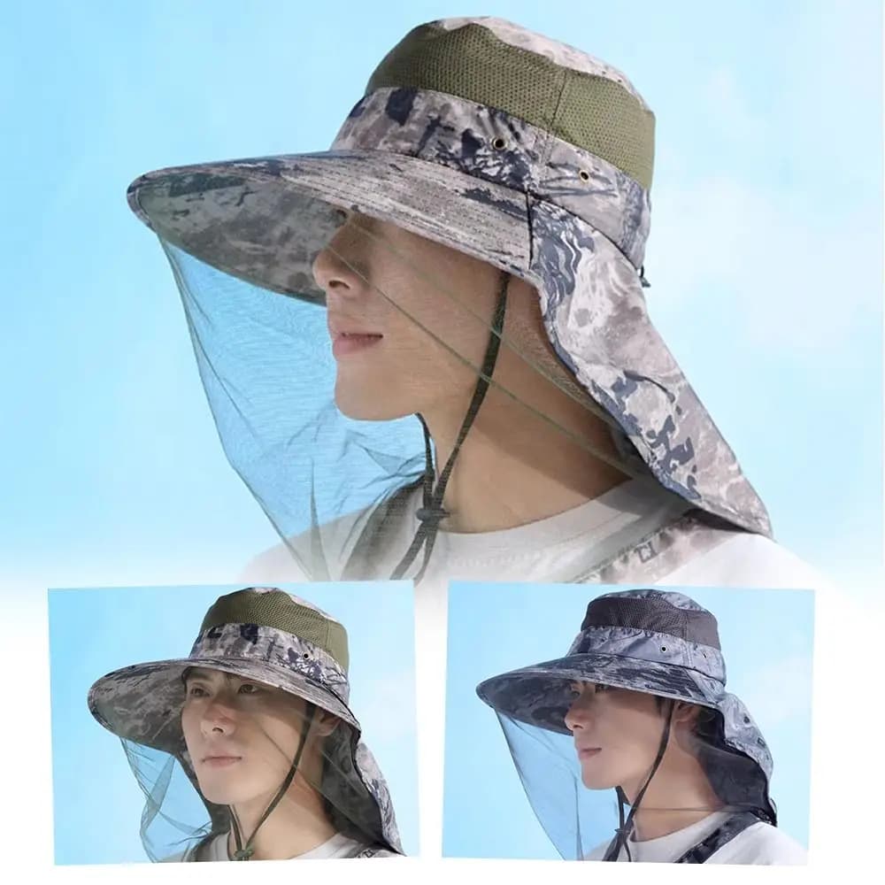Cappello Antizanzare Pieghevole per Viso e Collo, Cappello da Pesca con Protezione da Insetti e Api, Cappello a Secchiello Repellente per Uomini e Donne