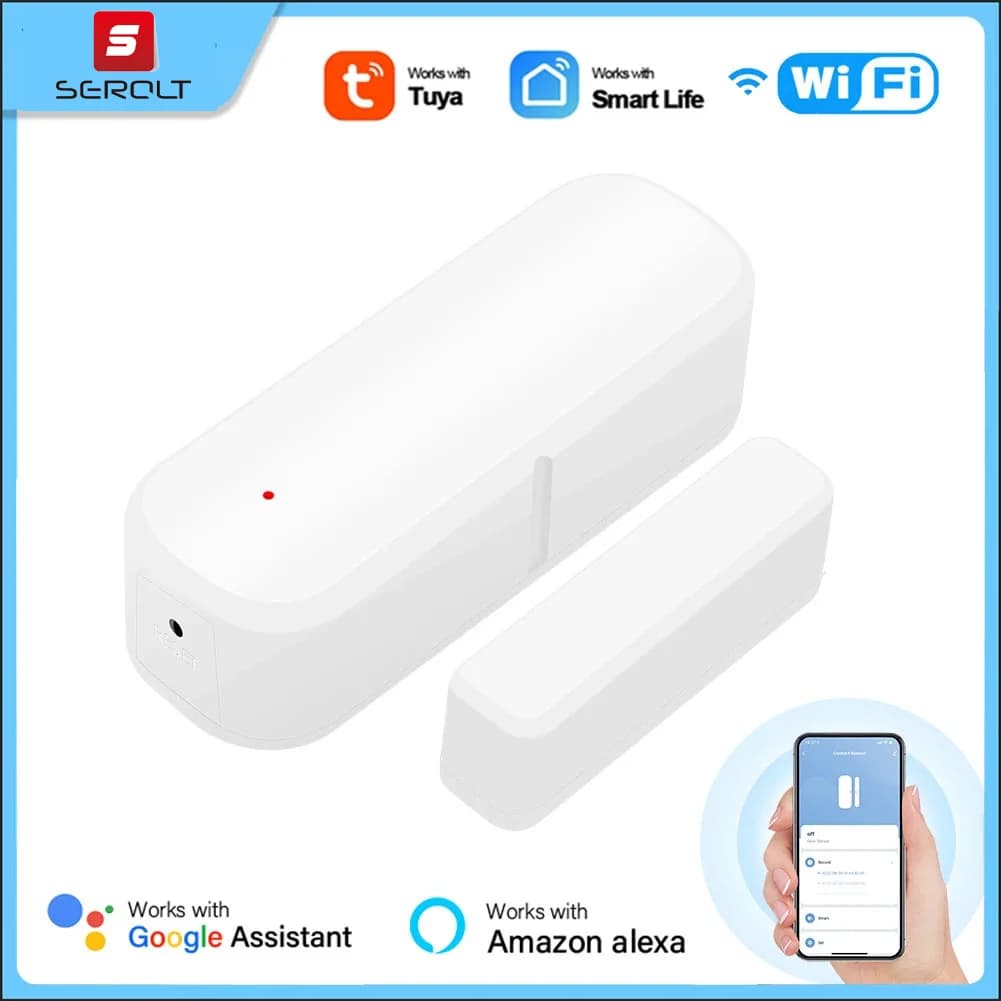 Sensore Porta WiFi Tuya Senza Gateway, Allarme APP in Tempo Reale, Avviso Batteria Scarica, Cronologia, Sicurezza Magnetica per Finestre e Cassetti di Casa