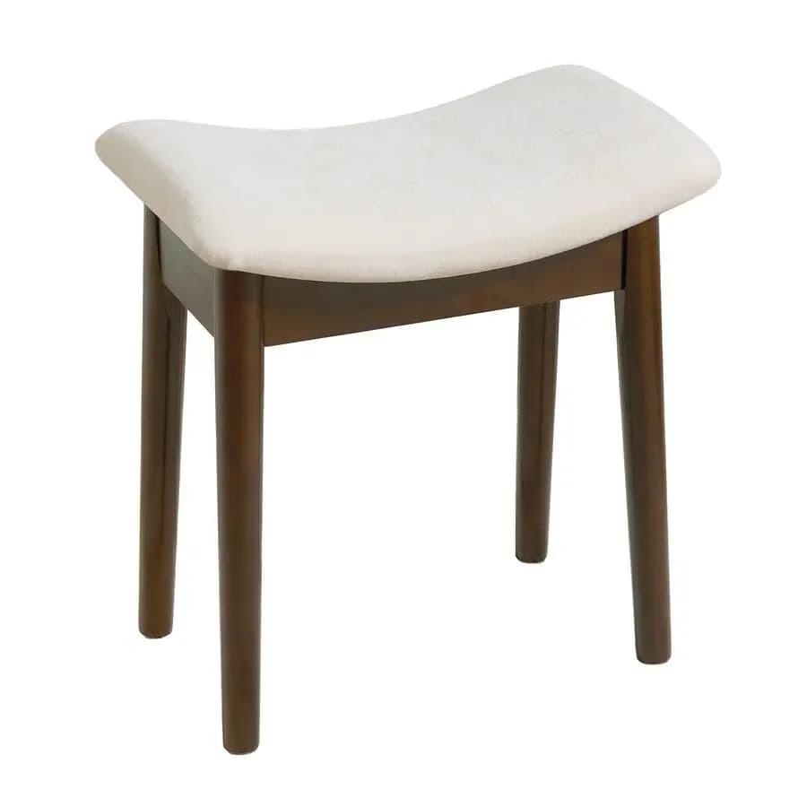 Toiletry stool with saddle cushion, 18 inch makeup chair for living room, modern footrest, piano bench, small padded ottoman