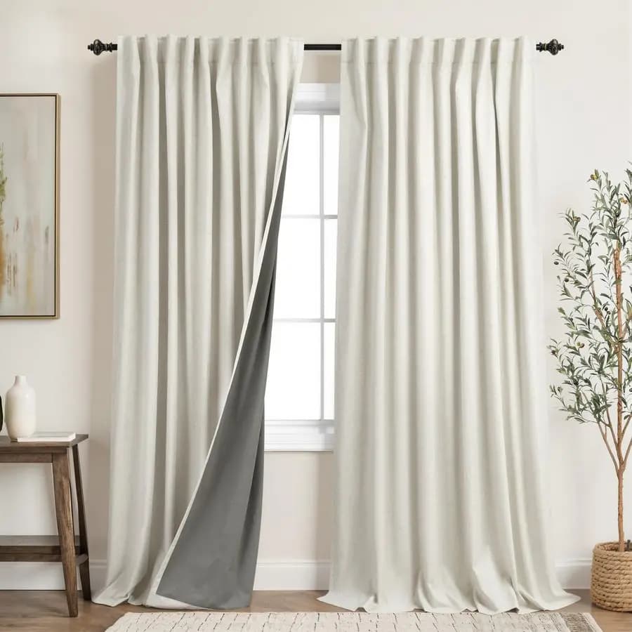 Dark Curtains in Extra Linen 70 Wraps for Bedroom, Insulating Thermal Curtains for Winter, Dark Curtains 84 Inches
